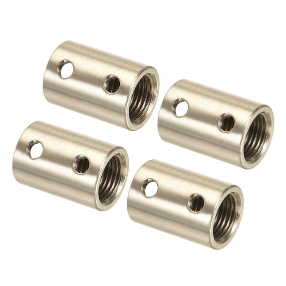 Uxcell M10 M4 Thread Sleeve Stud Pipe Connector Round Coupling Nut Nickle Color 4 Pack
