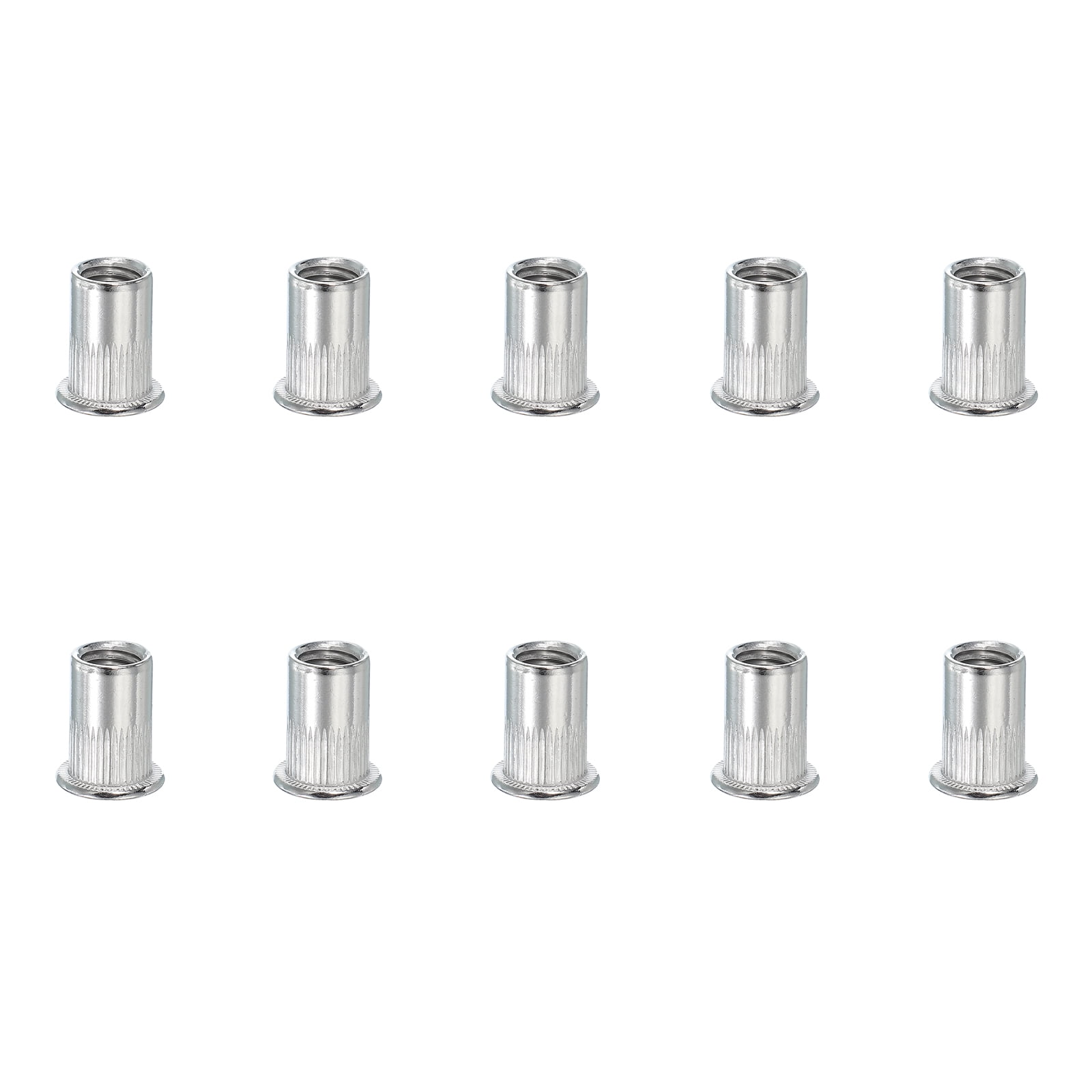 Uxcell 10Pcs M10 Rivet Nuts 304 Stainless Steel Knurled Flat Head ...