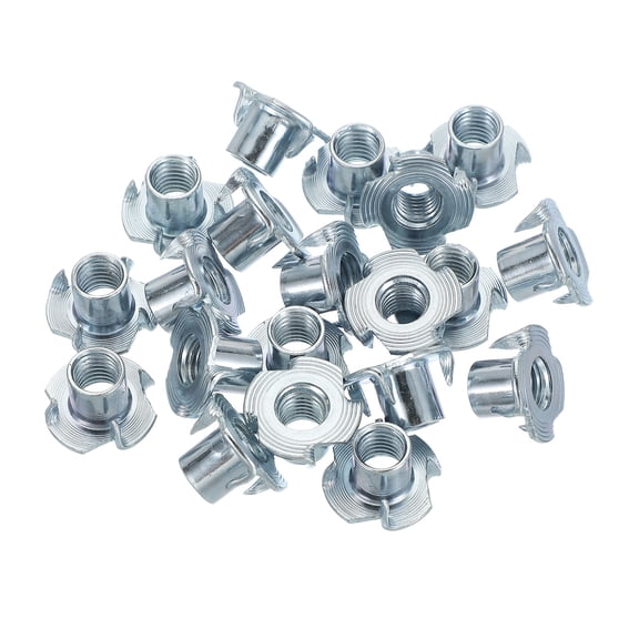 Uxcell M10 T-Nuts, Zinc Plated Steel 4-Pronged Tee Blind Nut 14 mm Length Four-jaw t Nuts Threaded Inserts Hardware 20 Pcs