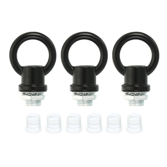 Uxcell M10 Thread Lifting Eye Nut Female Loop Holder Hook Ring 15kg Load 18mm Black 3 Set