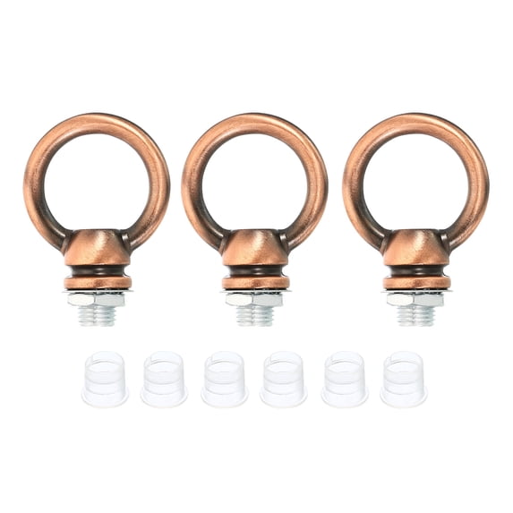 Uxcell M10 Thread Lifting Eye Nut Female Loop Holder Hook Ring 15kg Load 25mm Red Bronze 3 Set