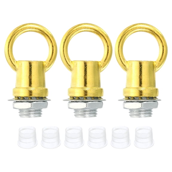 Uxcell M10 Thread Lifting Eye Nut Female Loop Holder Hook Ring 8kg Load 14mm Electrophoresis Gold 3 Set
