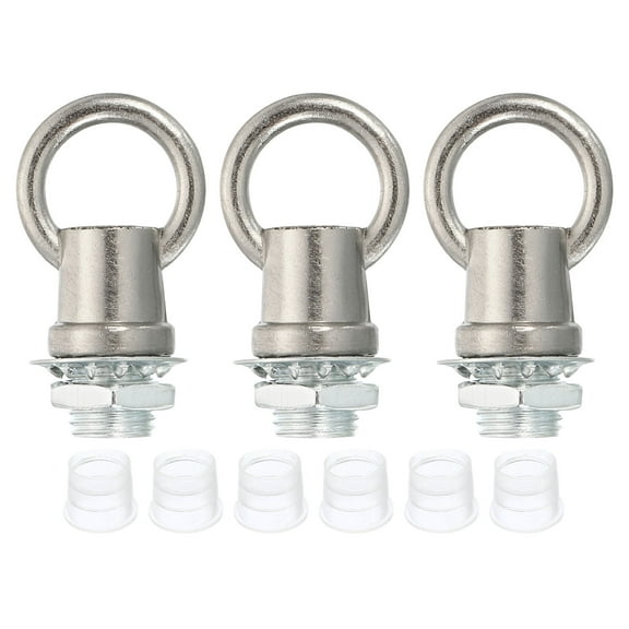 Uxcell M10 Thread Lifting Eye Nut Female Loop Holder Hook Ring 8kg Load 14mm Nickle Color 3 Set