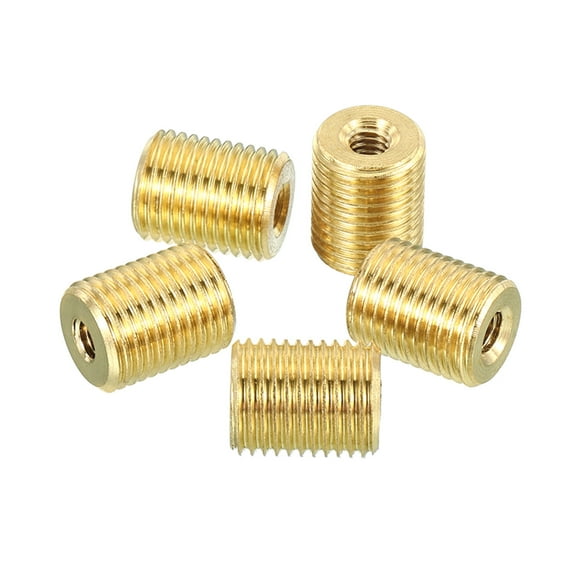 Uxcell M10 to M4 Sleeve Reducing Nut 12mm Long Threaded Hollow Tube Adapter Brass Coupler Connector 5 Pack