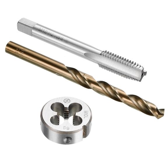 Uxcell M10 x 1.5 Left Hand Thread Milling Tap and Round Die and 8.5mm Drill Bit Set