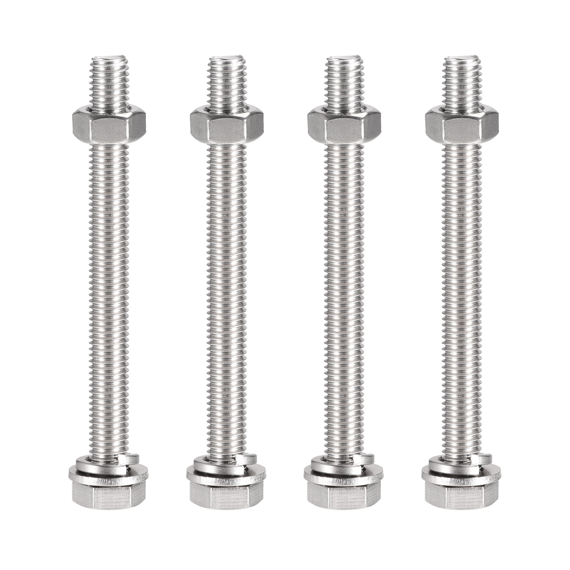 Uxcell M10 X 30mm 304 Stainless Steel Hex Head Screws Bolts Nuts Flat Lock Washers Kits 4 Sets - View #9