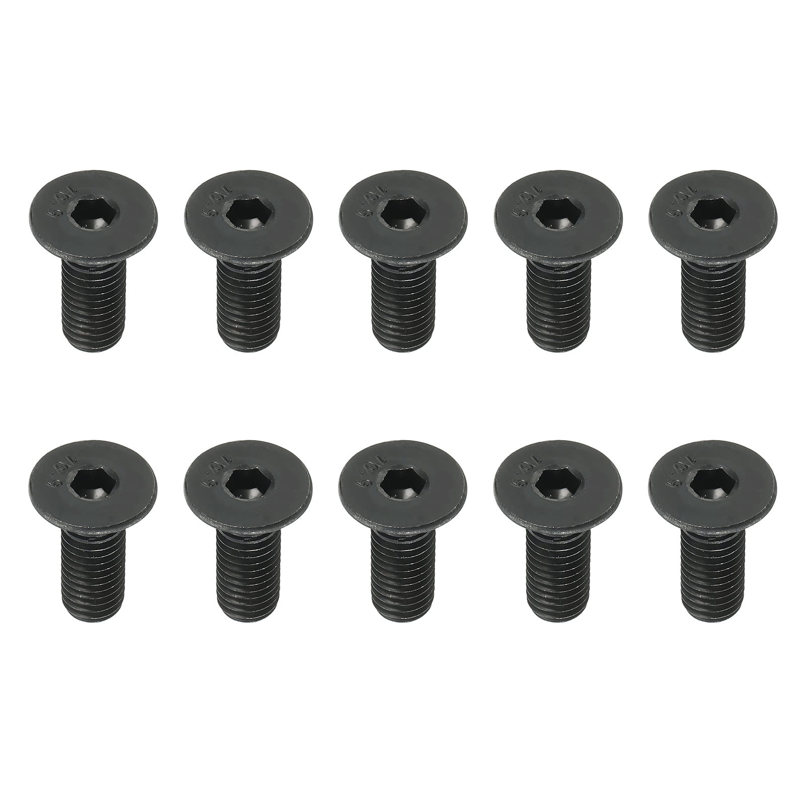 Uxcell 10 Pcs M10 x 25 mm Flat Countersunk Head Socket Cap Machine ...