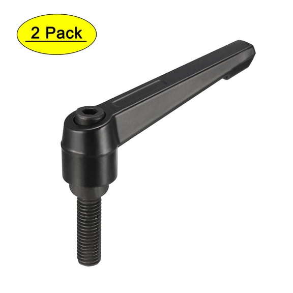 Uxcell M10 x 30mm Metric Adjustable Clamping Lever Handle with Stud Black 2 Pack