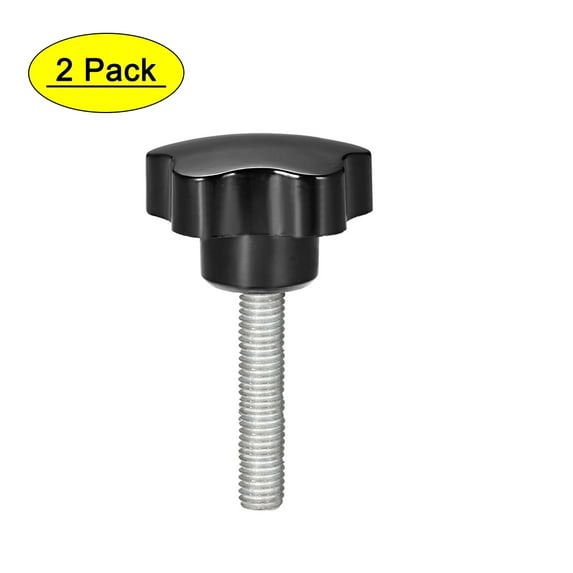 Uxcell M10 x 45mm Male Thread 48mm Head Star Knobs Zinc Plated Black 2 Pack