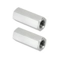 thumbnail image 1 of Uxcell M10x1.25 Pitch 304 Stainless Steel Hex Coupling Nuts, 2 Pcs 40mm / 1.57" Length Fully Threaded Rod Coupling Nut Studding Connector Fasteners, Silver Tone, 1 of 7