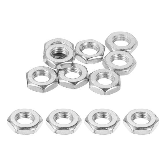 Uxcell M10x1.25mm Hex Nuts, 12Pcs 304 Stainless Steel Metric Fine Thread Hexagon Lock Nuts Fasteners 17mm/0.67" Width, 5mm/0.2" Height for Machinery Automotive Industrial Use