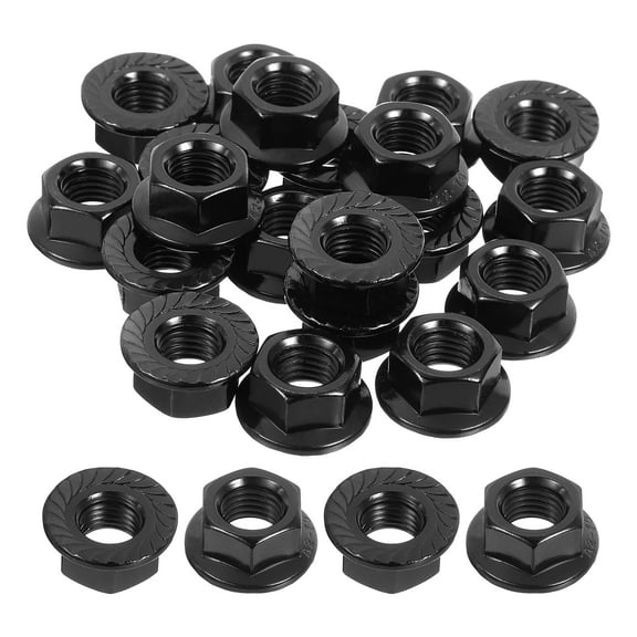 Uxcell M10x1.25mm Serrated Flange Hex Lock Nuts, 20Pack 304 Stainless Steel Non-Slip Metric Hexagon Flange Nut, Black