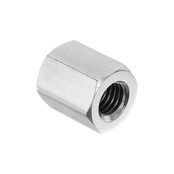 Uxcell M10x1.5 Pitch 304 Stainless Steel Hex Coupling Nuts, 20mm / 0.79" Length Coarse Fully Threaded Rod Coupling Nut Studding Connector Fasteners, Silver Tone