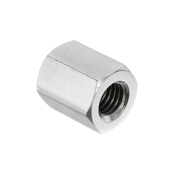 Uxcell M10x1.5 Pitch 304 Stainless Steel Hex Coupling Nuts, 20mm / 0.79" Length Coarse Fully Threaded Rod Coupling Nut Studding Connector Fasteners, Silver Tone
