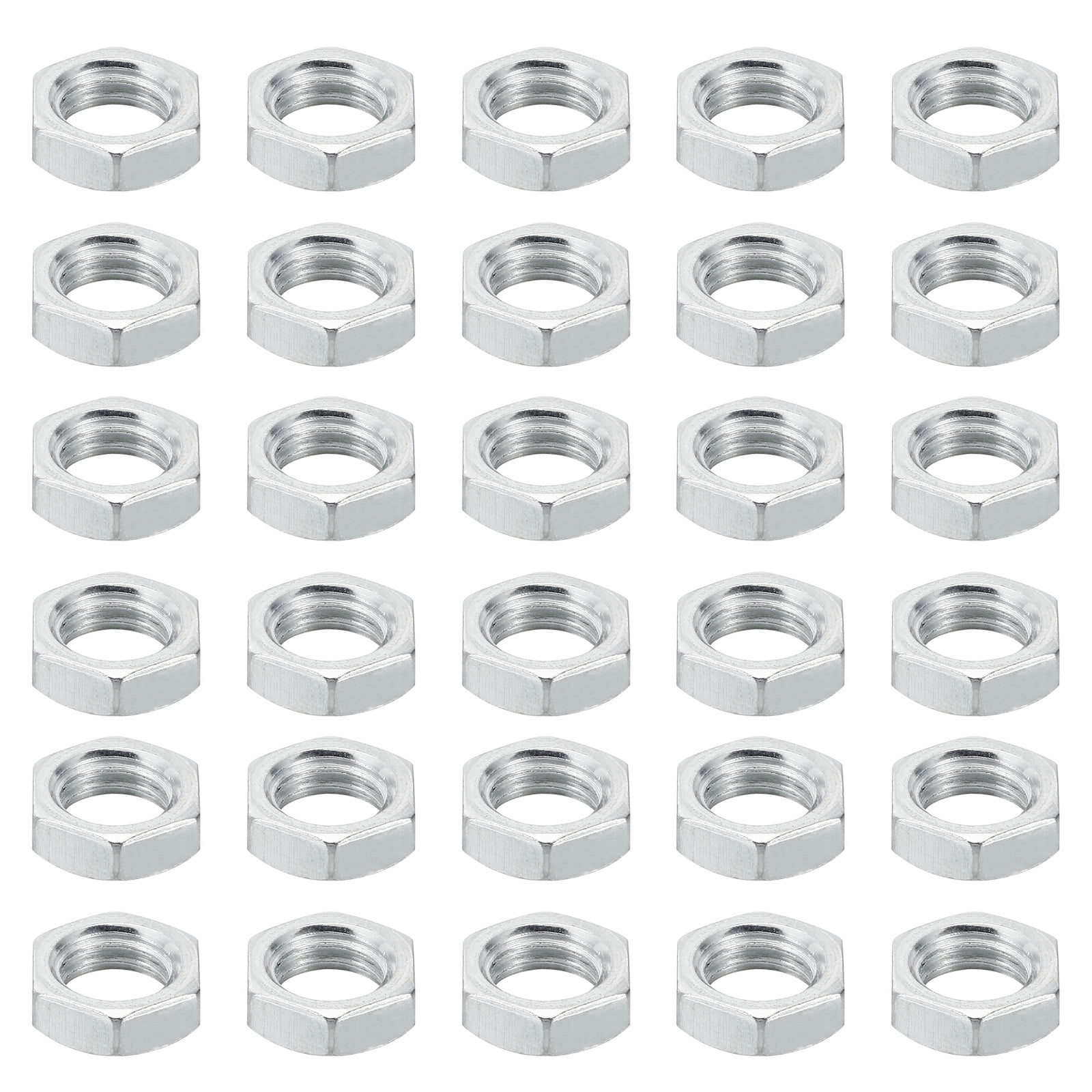 Uxcell M10x1.5 Steel Hex Nuts 60 Pcs Metric Thread Zinc Plated Finished Hardware Nuts Screw Bolt Fasteners 5mm Tall