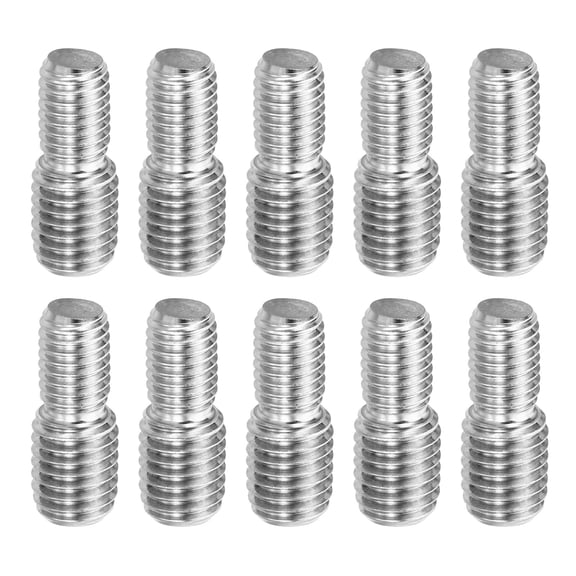 Uxcell M10x1.5 to M12x1.75 Double End Threaded Stud Screw Bolt 304 Stainless Steel Rod Reducer Adapter 30mm Long 10pcs