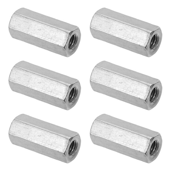 Uxcell M10x1.5mm Stainless Steel Hex Coupling Nuts, 6pcs 40mm Threaded Rod Connector
