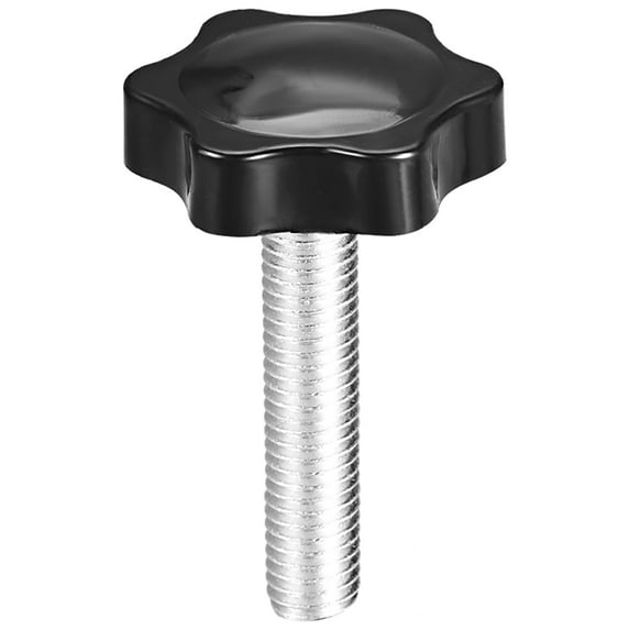 Uxcell M10x1.97'' Clamping Handle Screw Knobs Star Knob Male Thread Metal Silver Tone 1pcs
