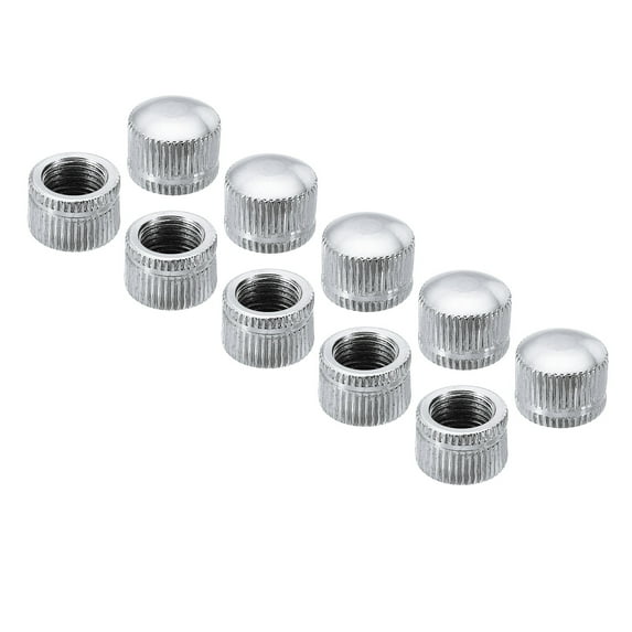 Uxcell M10x1 Cap Nut, 30 Pcs Acorn Nut Screw Knob Cap Insert Bolt Cover Female Thread Knurled Decorative, Silver Tone