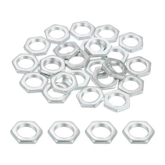 Uxcell M10x1x2.5mm Steel Hex Nuts, 25Pcs Metric Thread Carbon Steel Zinc Plated Finished Hardware Metal Screw Nuts Fasteners for Machinery Manufacturing, Industrial Use, 14mm Width