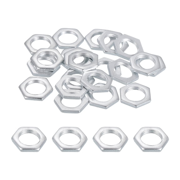 Uxcell M10x1x2mm Steel Hex Nuts, 25Pcs Metric Thread Carbon Steel Zinc Plated Finished Hardware Metal Screw Nuts Fasteners for Machinery Manufacturing, Industrial Use, 14mm Width