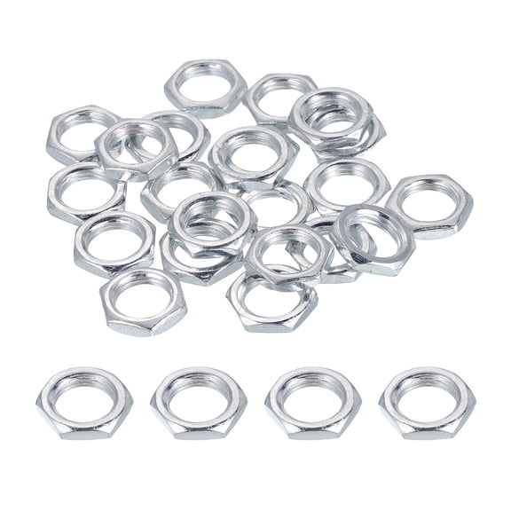 Uxcell M10x1x3mm Steel Hex Nuts, 40Pcs Metric Thread Carbon Steel Zinc Plated Finished Hardware Metal Screw Nuts Fasteners for Machinery Manufacturing, Industrial Use, 14mm Width