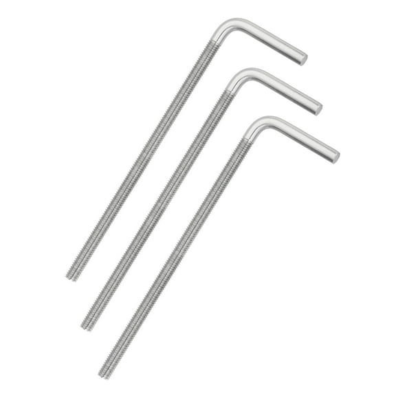 Uxcell M10x200mm 7/L-Shaped Right Angle Bolt Screw, 304 Stainless Steel L Shape Foundation Bolt Long Square Bend Screw, 3 Pcs