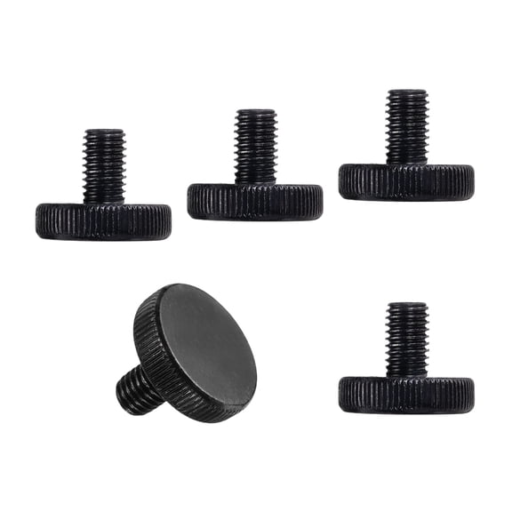 Uxcell M10x20mm Knurled Thumb Screws, Black Steel Flat Head Thumb Screws Zinc Plated Metric Knurled Head Bolts Grip Knobs Hand Tighten Thread Fasteners, 5 Pcs