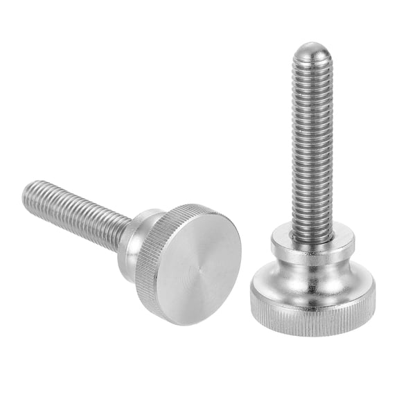 Uxcell M10x50mm Knurled Thumb Screws, 304 Stainless Steel Diamond Head Thumb Screws Metric Knurled Head Bolts with Shoulder Grip Knobs Hand Tighten Thread Fasteners, 30mm Dia. 2 Pcs