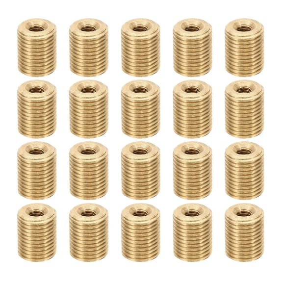 Uxcell M10xM4x12mm Brass Thread Adapter Reducer Thread Reducing Nuts Insert, 20pcs Fine Thread Tube Pipe Fitting