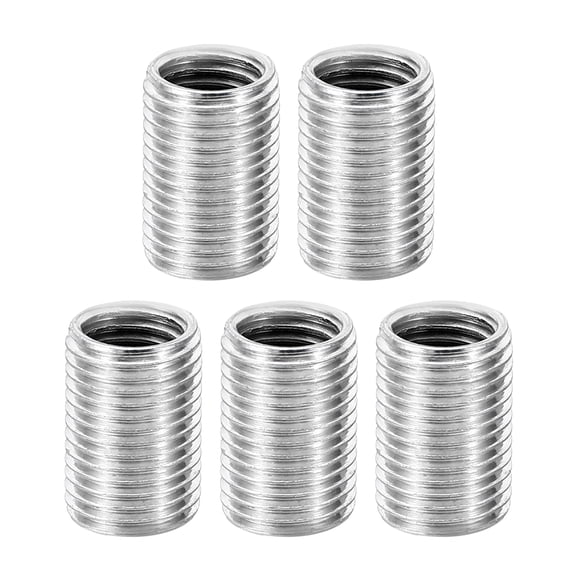 Uxcell M10xM8x15mm Metal Threaded Repair Insert Nut, 5Pcs Male to Female Fine Thread Sleeve, White Zinc