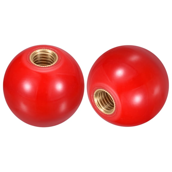 Uxcell M12 Copper Thread 40mm Dia Threaded Ball Knobs for Machine Handle, Red