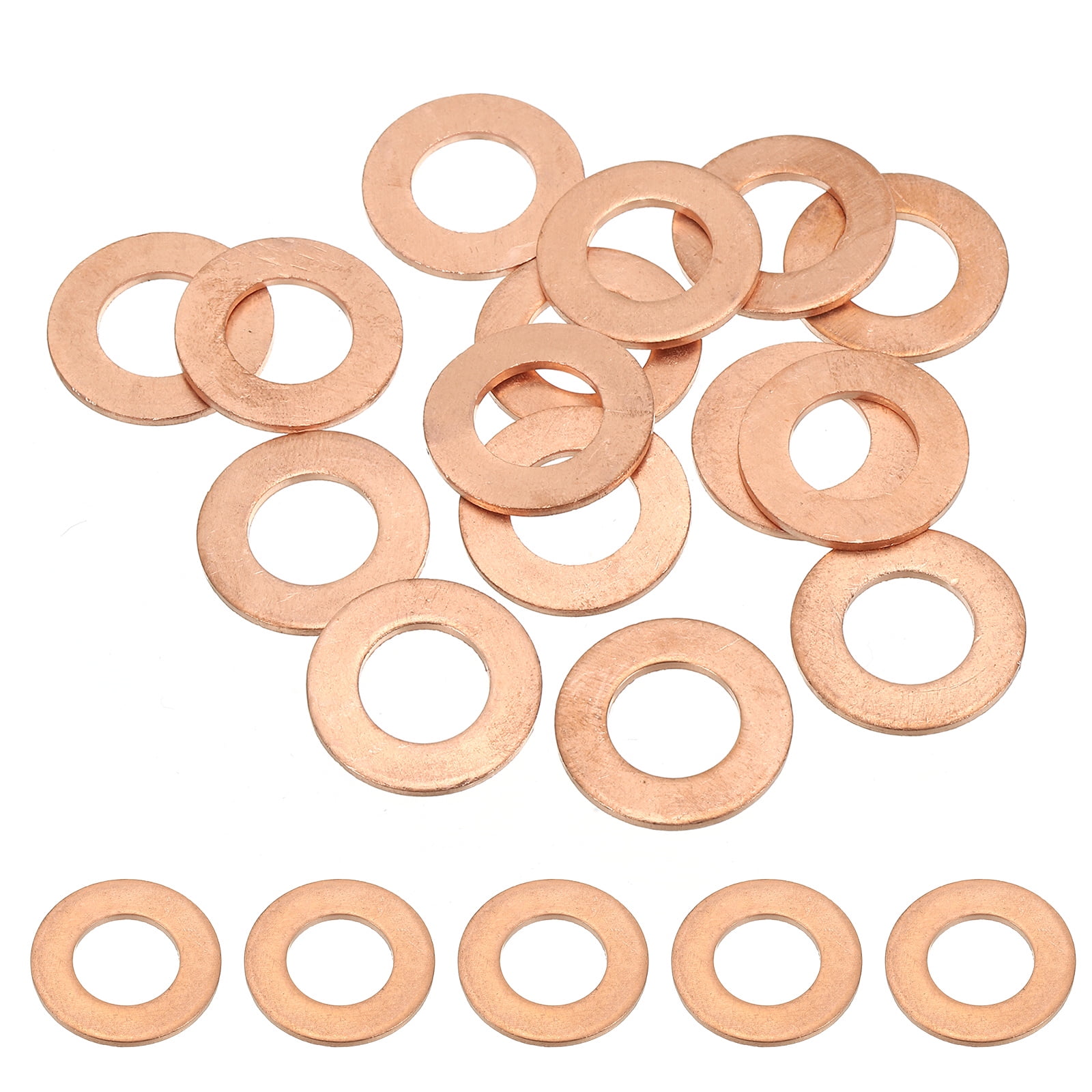 Uxcell M12 Copper Washer Sealing Ring, 12mm ID 22mm OD 1.5mm Thickness Metric Sealing Gasket Crush Washer 15 Pieces