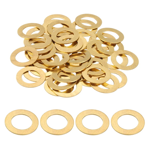 Uxcell M12 Flat Washers, (12mm ID 20mm OD 0.8mm Thickness, Golden) (80 Pcs), Brass Metric Sealing Gasket Ring Crush Washer Spacers for Faucets/Garden/Bolts/Screws/ Hose Pipe