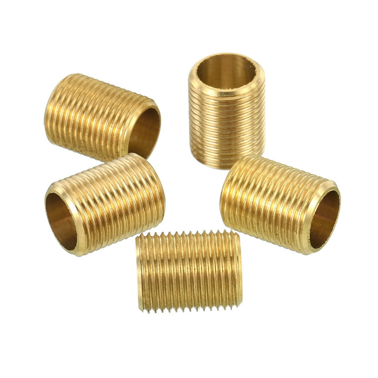 Uxcell M12 Lamp Pipe 15mm Long Threaded Hollow Tube Adapter Brass Coupler  Connector Pipe Fitting 5 Pack 