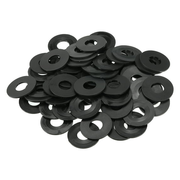 Uxcell M12 Nylon Flat Washer, 100 Pack 12mm ID 30mm OD 1.5mm Thick Sealing Spacer Gasket Ring, Black