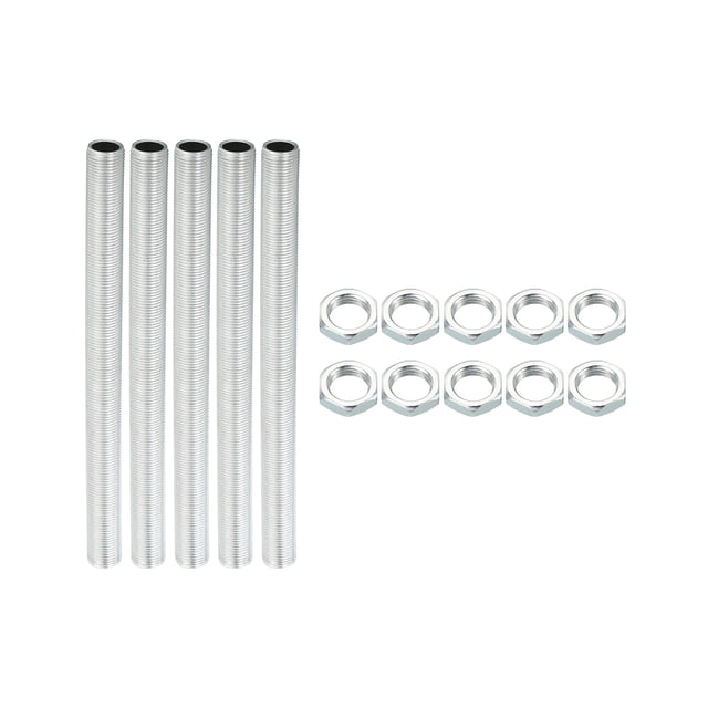 Angelo Brothers 70272 All Thread Lamp Pipe Kit – 12" Zinc Plated Steel, Includes Couplings, Lock Nuts & Washers, 2 Sets