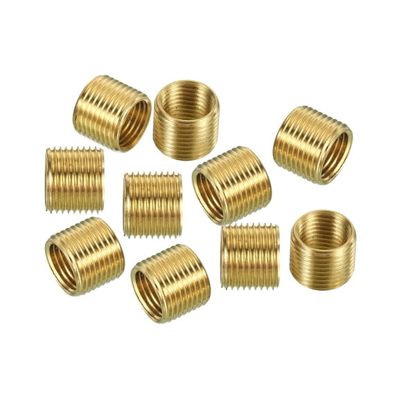 Uxcell M12 to M10 Sleeve Reducing Nut 10mm Long Threaded Hollow Tube Adapter Brass Coupler Connector 10 Pack