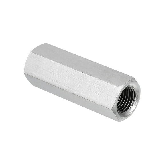 Uxcell M12 x 1.25-Pitch 304 Stainless Steel Hex Coupling Nuts, 1Pcs 50mm / 2" Length Fully Threaded Rod Coupling Nut Studding Connector Fasteners, Silver Tone
