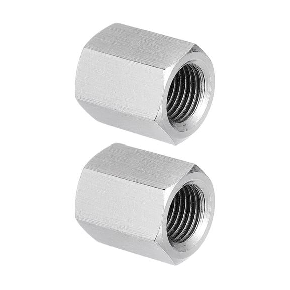 Uxcell M12 x 1.25-Pitch 304 Stainless Steel Hex Coupling Nuts, 2Pcs 20mm / 0.8" Length Fully Threaded Rod Coupling Nut Studding Connector Fasteners, Silver Tone