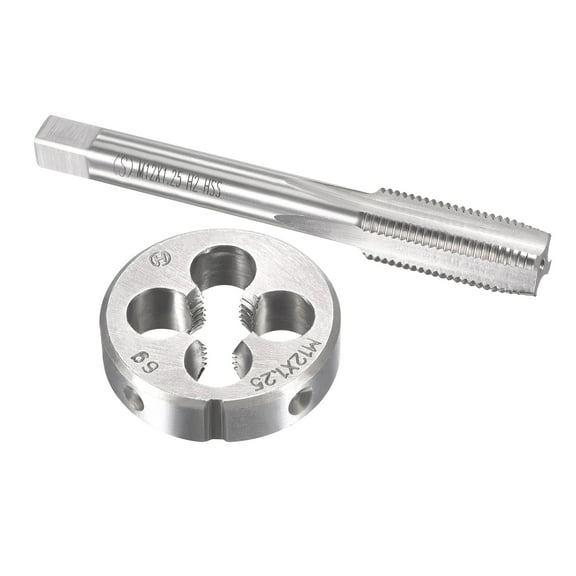 Uxcell M12 x 1.25mm Metric Tap and Die Set Machine Thread Tap with Round Die