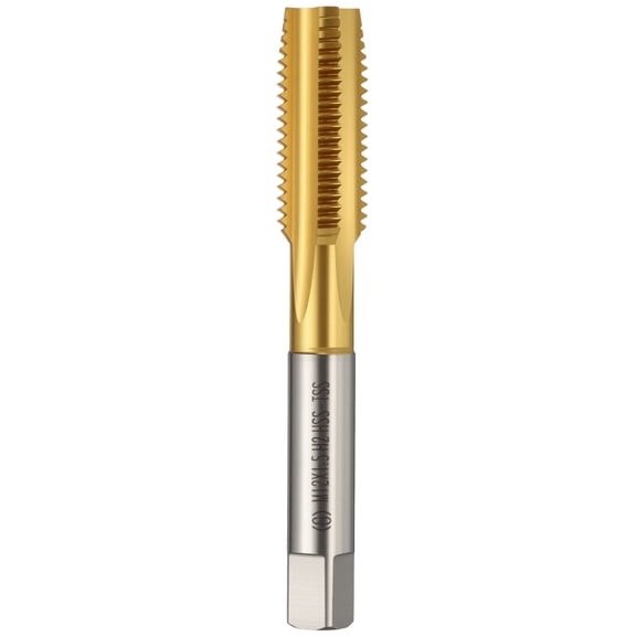 Uxcell M12 x 1.5 Straight Flute Tap - M35 High Speed Steel Metric Right Hand Thread Tap Titanium Finish Screw Thread Milling Machine Taps Threading Tapping