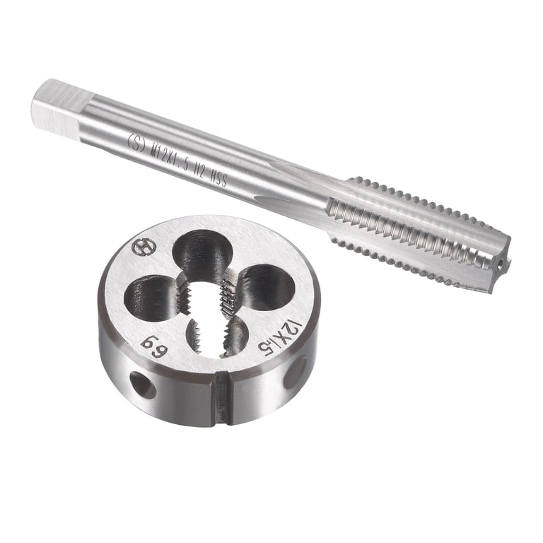 Uxcell M12 x 1.5mm Tap and Die Set, HSS, Alloy Tool Steel