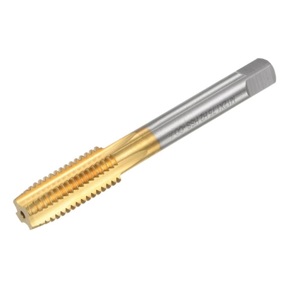 Uxcell M12 x 1.75 Left Hand Titanium Coated High Speed Steel Machine Straight Flute Tap
