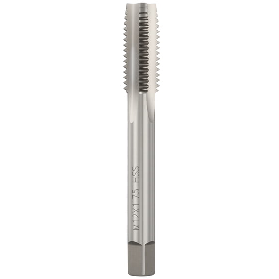 Uxcell M12 x 1.75 Straight Flute Tap - M2 High Speed Steel Metric 4 Flute Right Hand Thread Tap Polished Finish Screw Thread Milling Machine Taps Threading Tapping