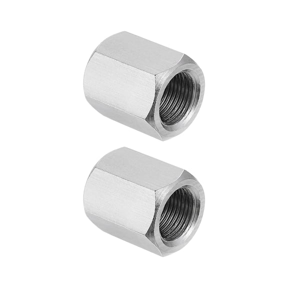 Uxcell M12 x 1-Pitch 304 Stainless Steel Hex Coupling Nuts, 2Pcs 20mm / 0.8" Length Fully Threaded Rod Coupling Nut Studding Connector Fasteners, Silver Tone