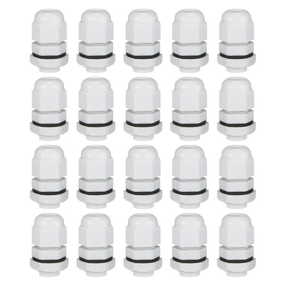 Uxcell M12x1.5 Cable Gland 2mm-5mm Wire Hole Waterproof Nylon Joint Adjustable Locknut with Washer White 20 Pieces