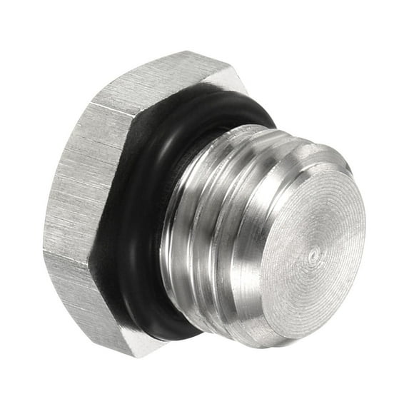 Uxcell M12x1.5 Male Plug Stainless Steel Thread Hex Head Socket Pipe Fitting with Sealing Rubber Ring