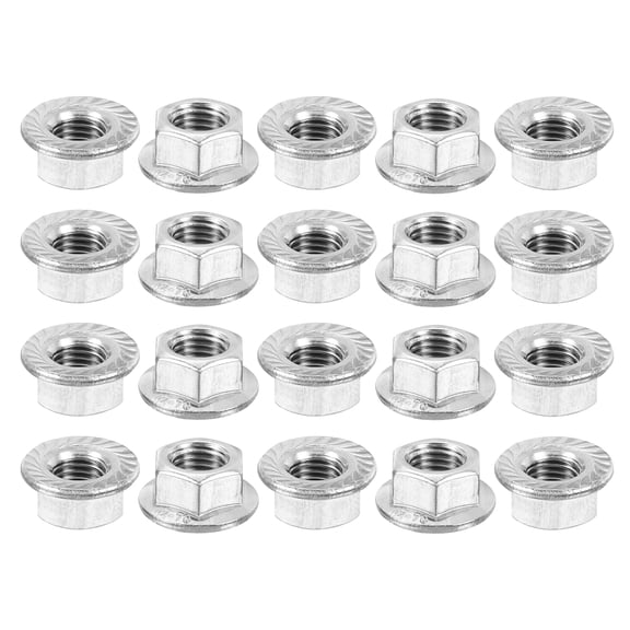 Uxcell M12x1.5mm Serrated Flange Hex Lock Nuts, 20Pack 304 Stainless Steel Non-Slip Metric Hexagon Flange Nut, Silver