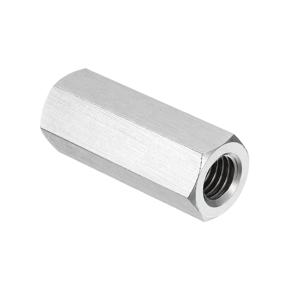 Uxcell M12x1.75 Pitch 304 Stainless Steel Hex Coupling Nuts, 50mm / 1.97" Length Coarse Fully Threaded Rod Coupling Nut Studding Connector Fasteners, Silver Tone